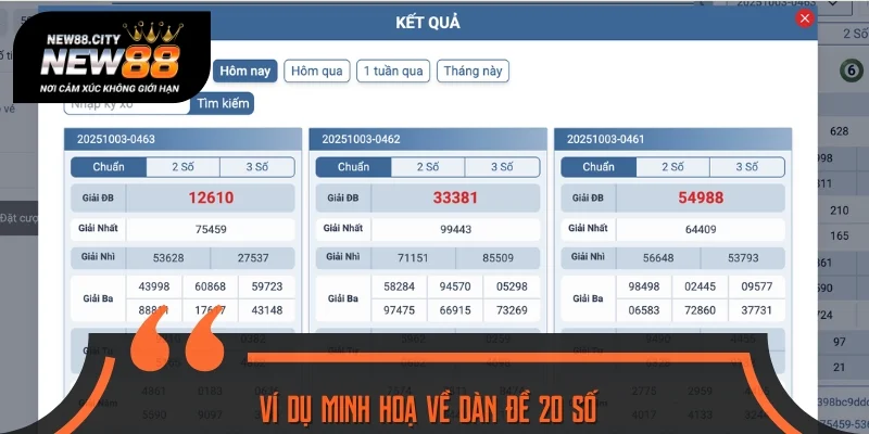 Ví dụ minh hoạ về dàn đề 20 số dễ hiểu cho người mới