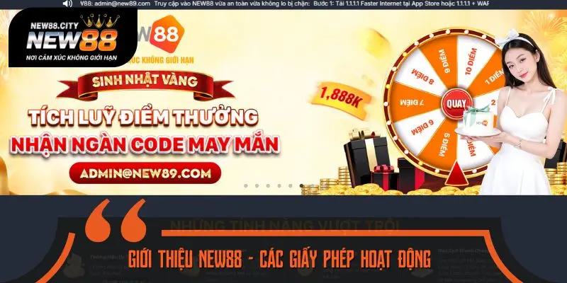 Giới thiệu NEW88 - Các giấy phép hoạt động đang nắm giữ