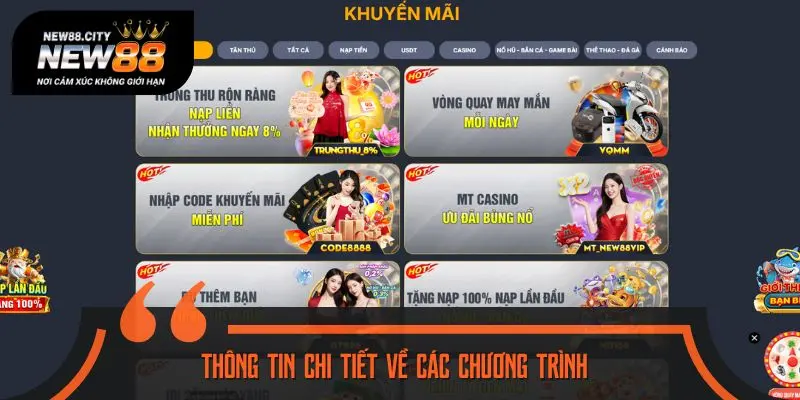 Thông tin chi tiết về các chương trình thưởng khuyến mãi hấp dẫn
