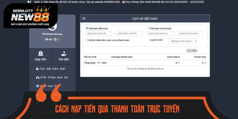 Cách nạp tiền qua thanh toán trực tuyến an toàn